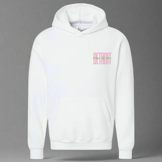 Detroit white and pink pullover