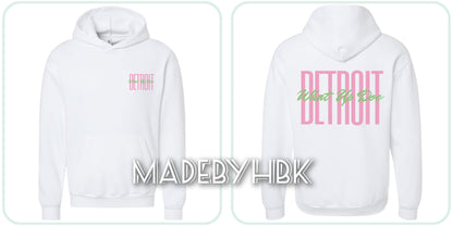 Detroit W.U.D Pullover Hoodie (White/Pink/Green)