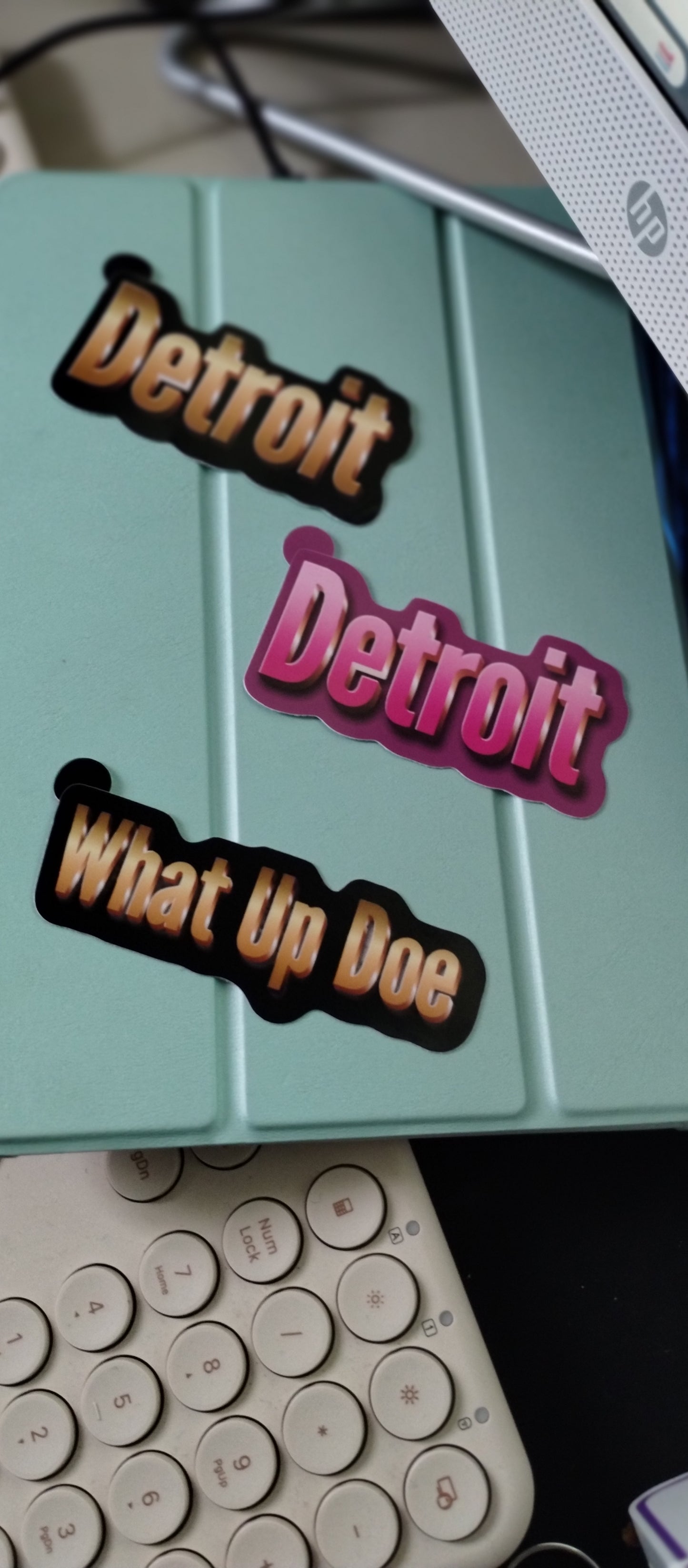 Detroit Y2K Metallic Pink Sticker