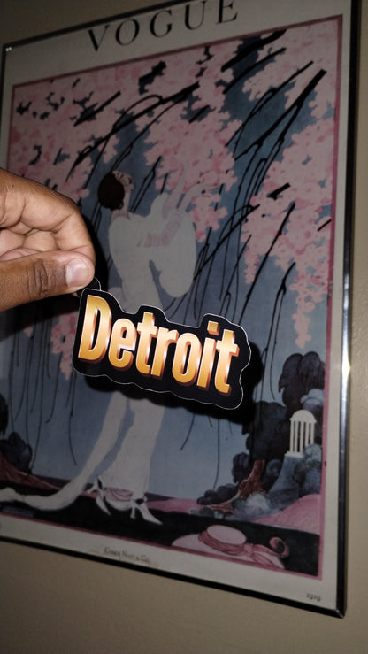 Detroit Y2K Metallic Gold Sticker