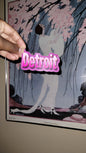 Detroit Y2K Metallic Pink Sticker