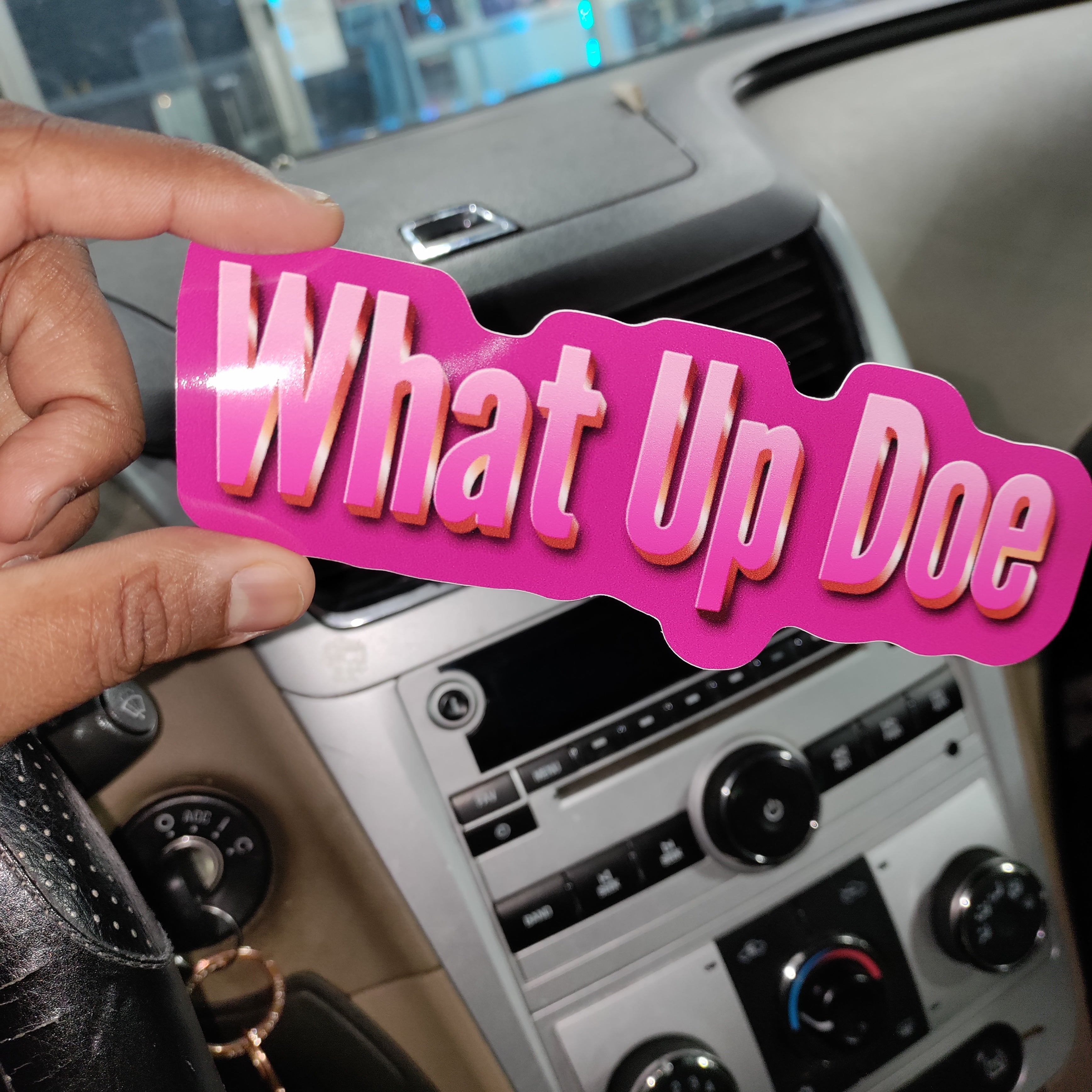 What Up Doe Y2K Mellitic Pink Bumper Sticker
