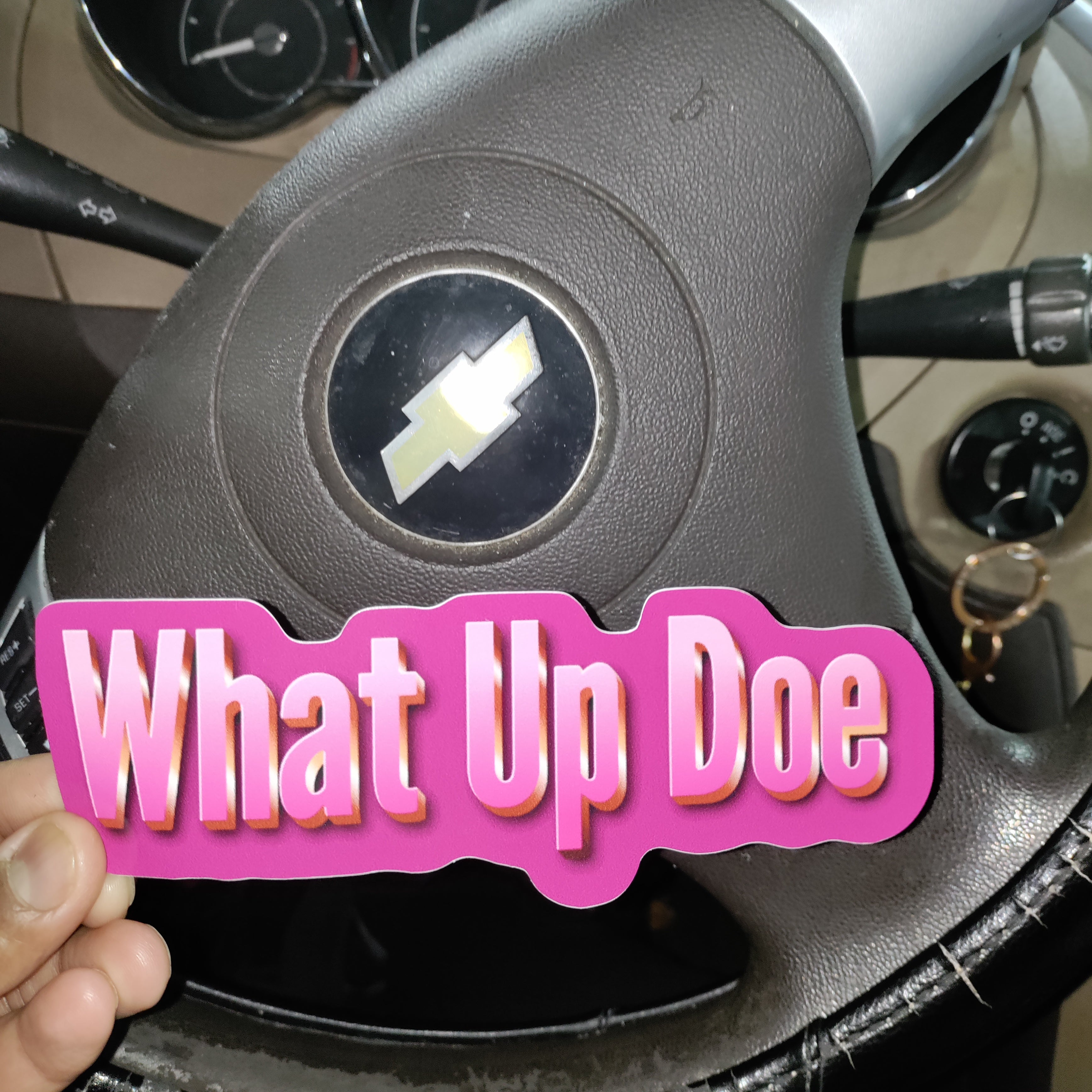What Up Doe Y2K Mellitic Pink Bumper Sticker