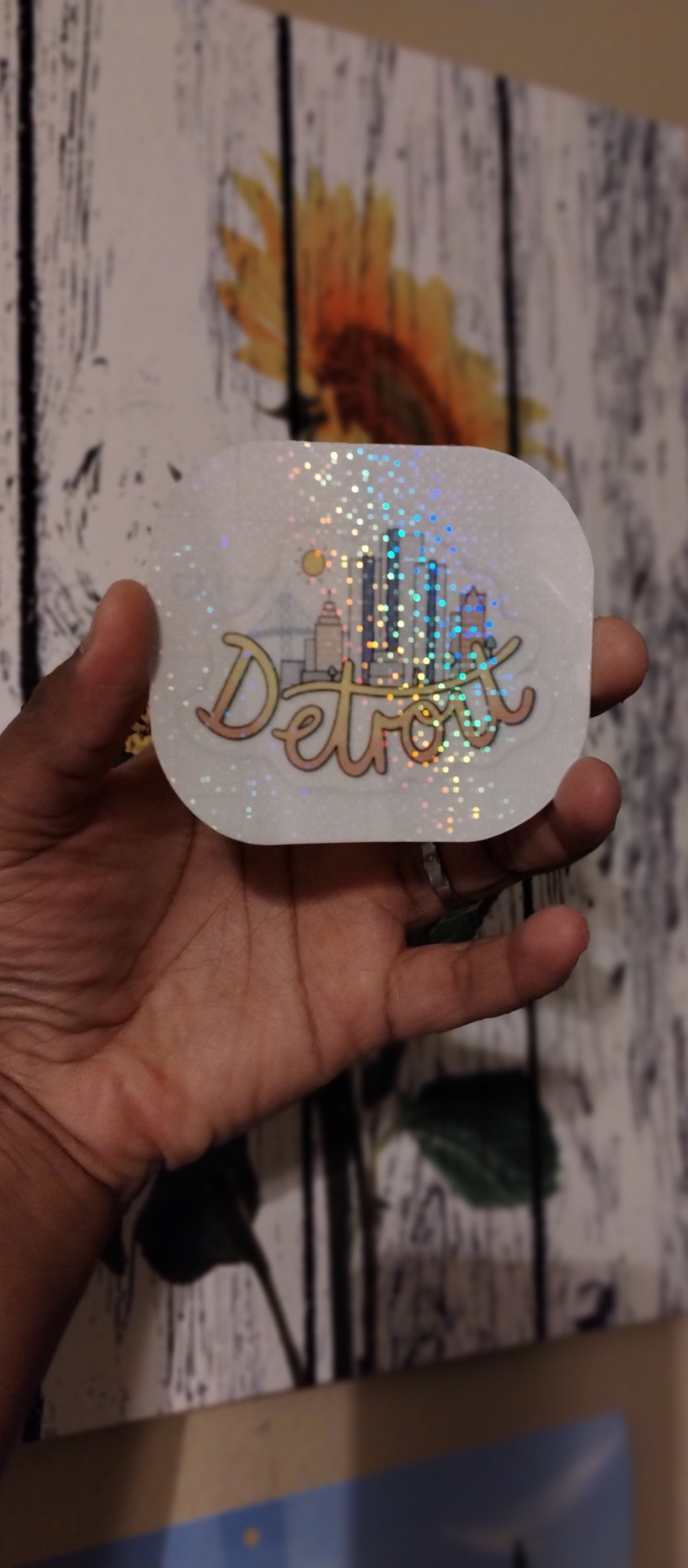 Detroit Transparent Holographic Sticker