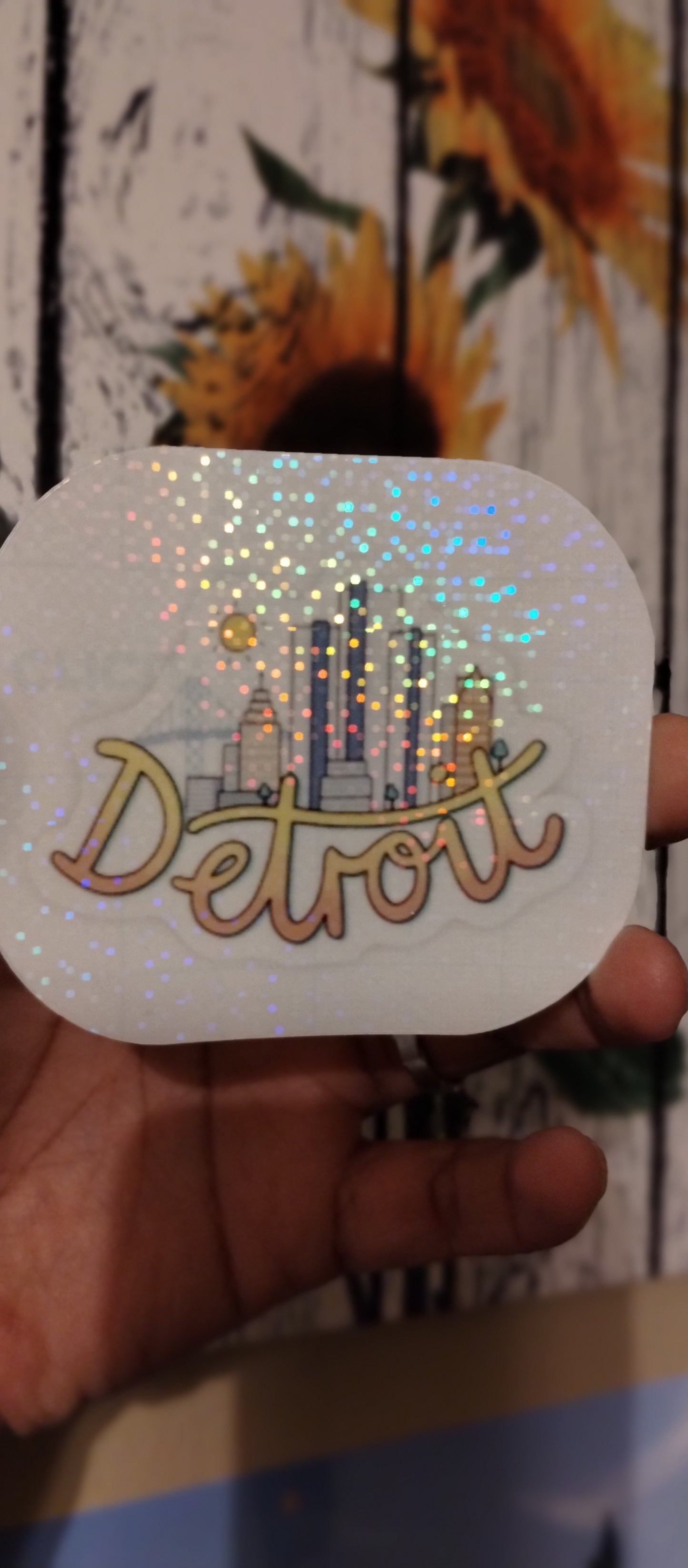 Detroit Transparent Holographic Sticker