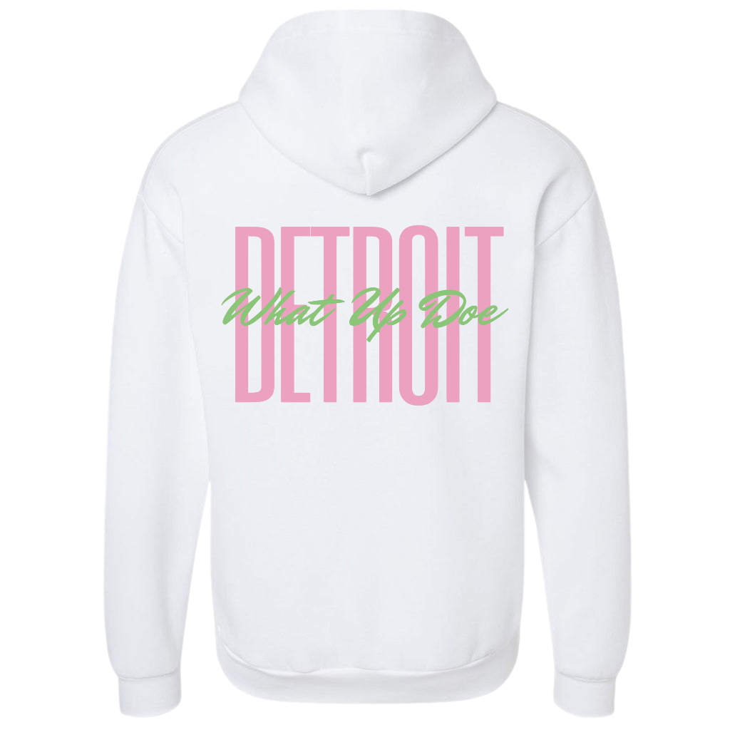 Detroit W.U.D Pullover Hoodie (White/Pink/Green)