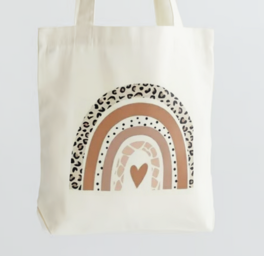 Cheetah Rainbow Heart Totebags - Premium Large Tote Bag from HBKBoutique - Just $15! Shop now at HBKBoutique