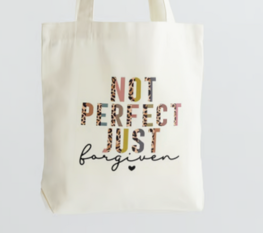 Not perfect Just Forgiven Bag - Premium Large Tote Bag from HBKBoutique - Just $15! Shop now at HBKBoutique