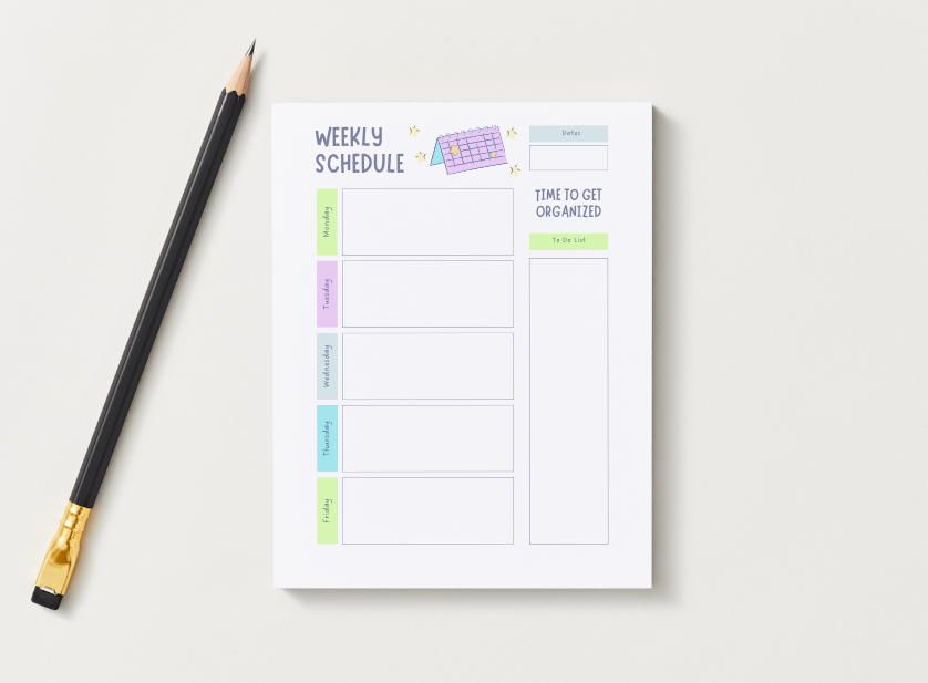 Purple Lime Weekly Schedule 5.5" x 8.5" Notepad