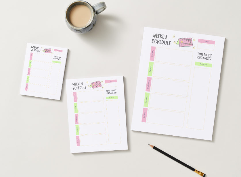 Pinky Lime Weekly schedule 5.5" x 8.5" Notepad