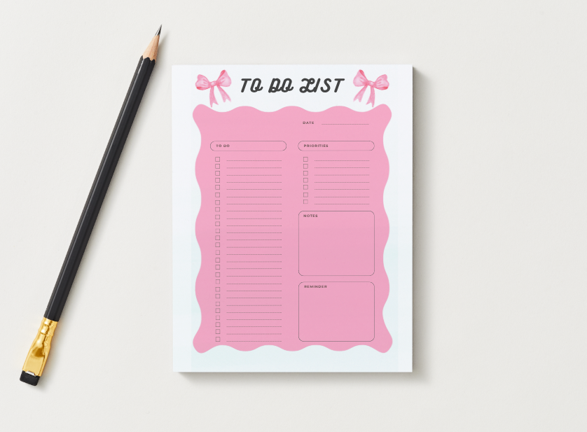 Pink Bows To Do List 5.5" x 8.5" Notepad