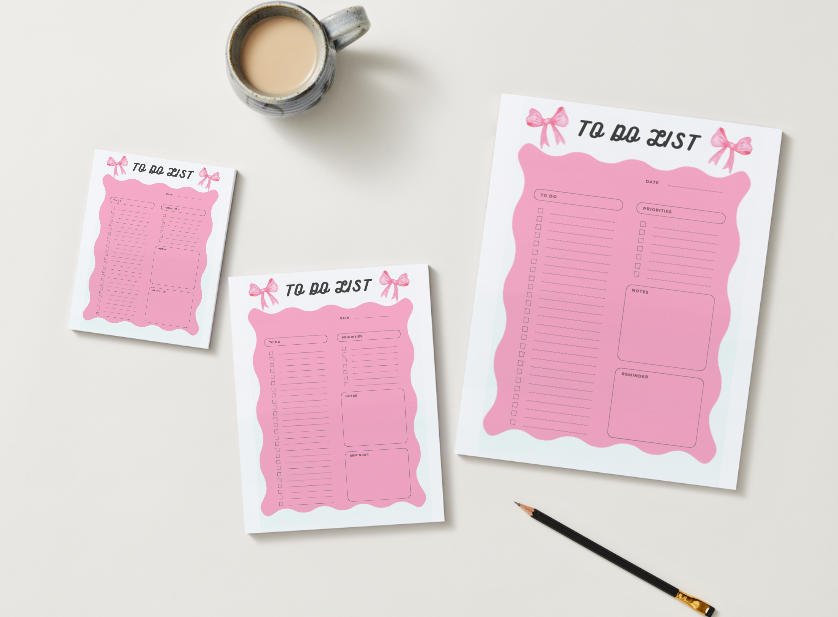 Pink Bows To Do List 5.5" x 8.5" Notepad