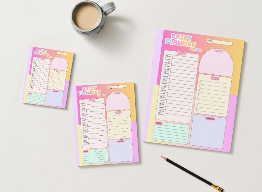 Sherbet Daily Planner Schedule 5.5" x 8.5" Notepad