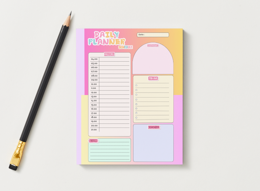 Sherbet Daily Planner Schedule 5.5" x 8.5" Notepad