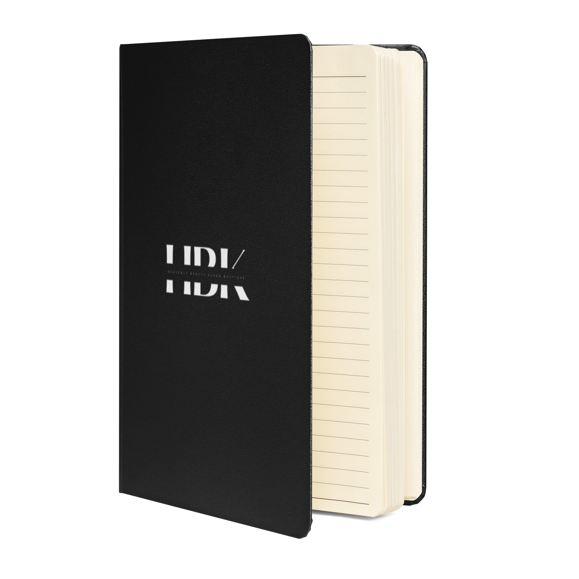 HBK Label Hardcover Journal in black with lined pages for self-reflection and mental wellness
