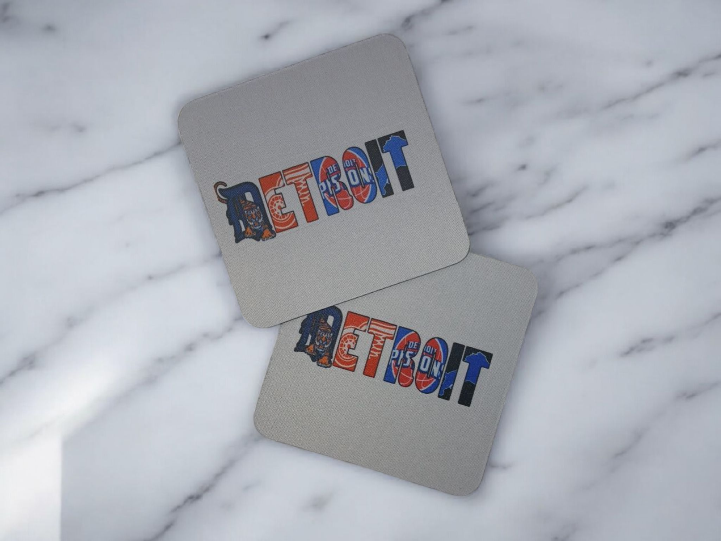 Detroit Sports Rubber 2pc Coasters