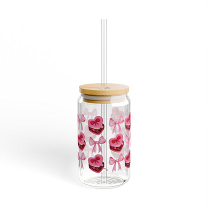 Be My Valentine 16 oz Glass Tumbler With Lid and Straw