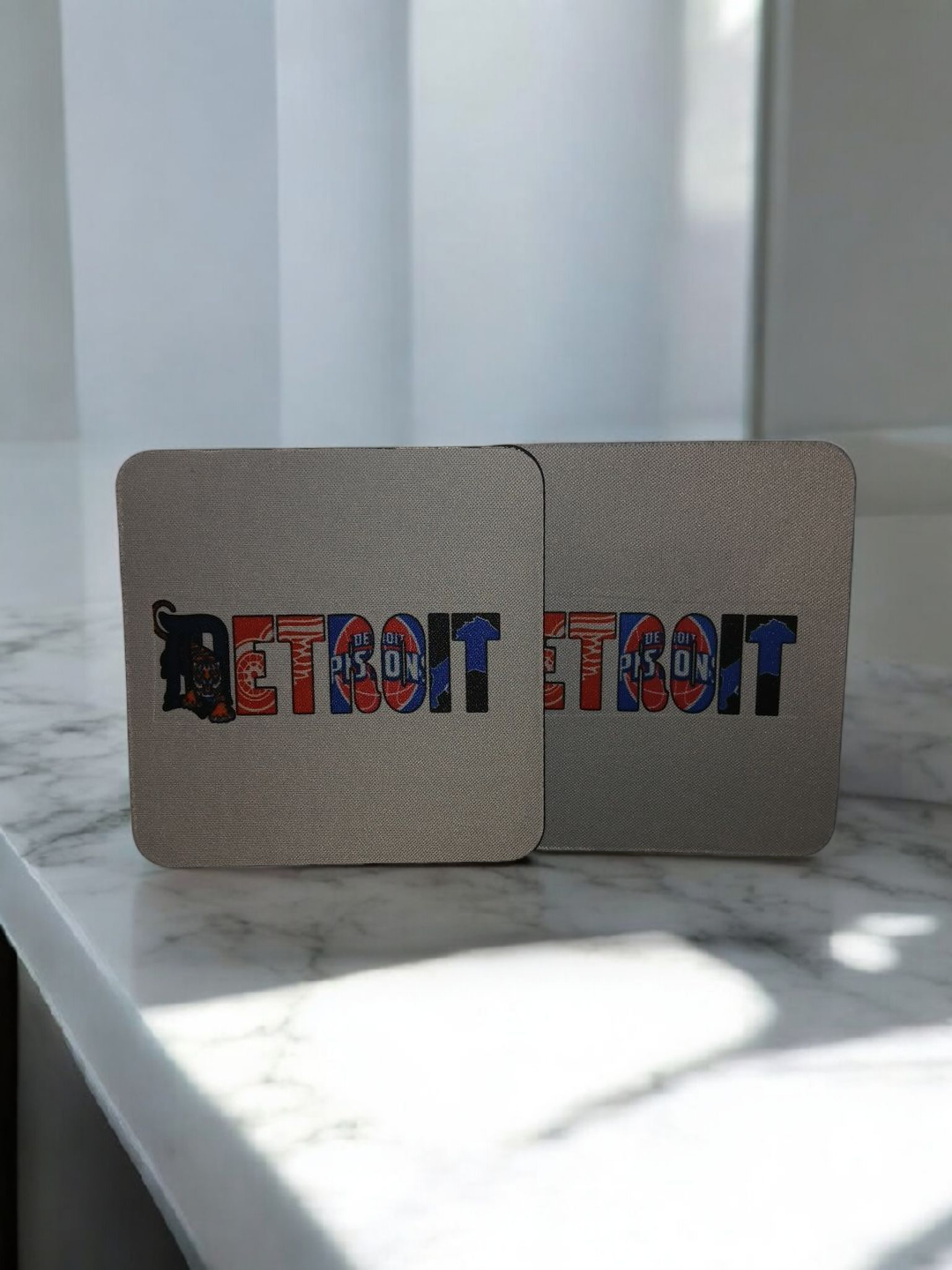 Detroit Sports Rubber 2pc Coasters