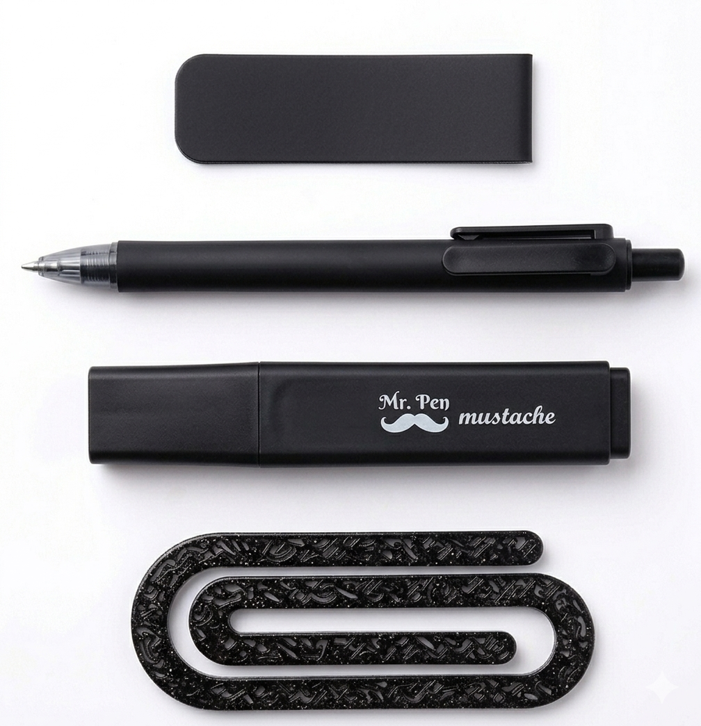 Aesthetic Pastel Stationery Bundle - 4-Piece Minimalist Study Set (Pen, Highlighter, Magnetic Bookmark, Acrylic Paper Clip)