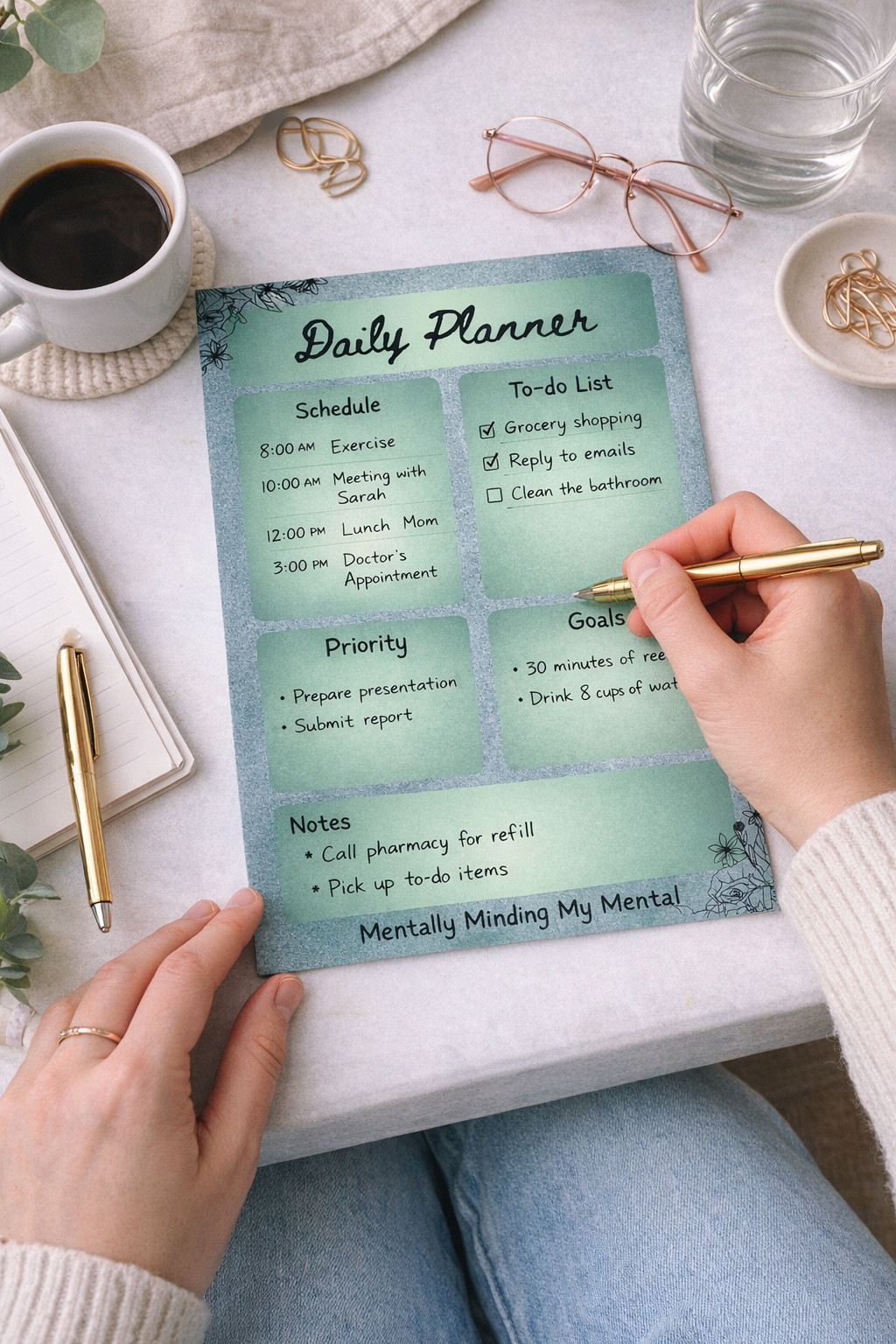 4x6 Daily Planner Notepad – Mental Wellness To-Do List | Schedule, Priorities & Goals Pad