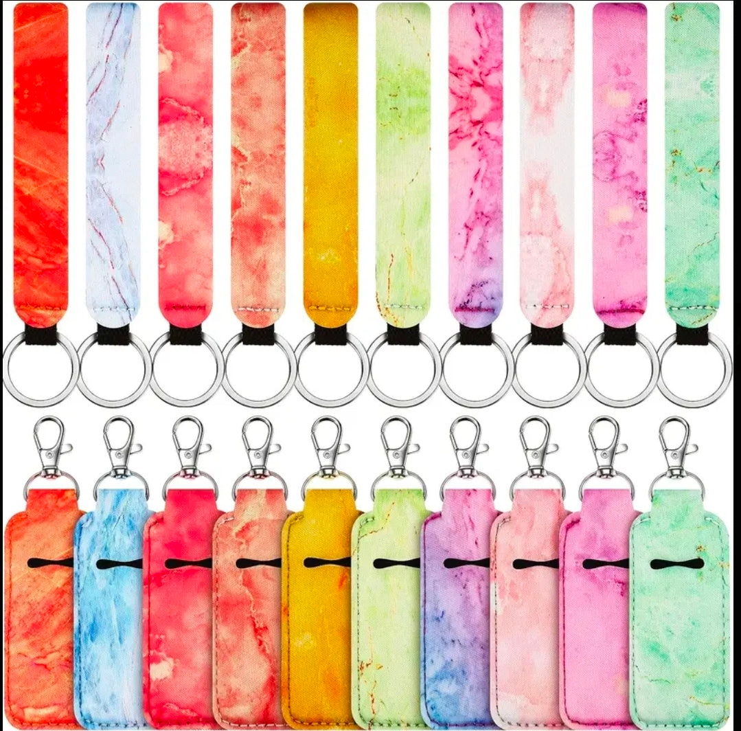 Marble Lipgloss Keychain  Holders w/Lanyard