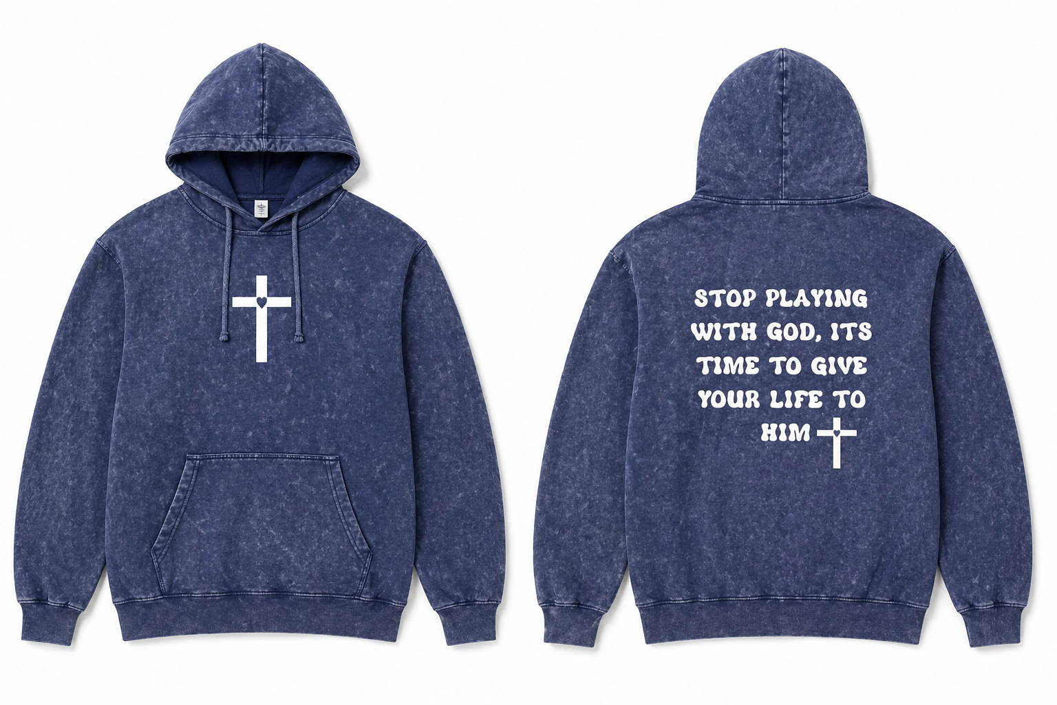 Pre-order “Stop Playing With God” Vintage Mineral Wash Hoodie – Faith-Based Streetwear