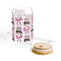 Vinyls And Bows 16oz Glass Tumbler With Lid and Straw