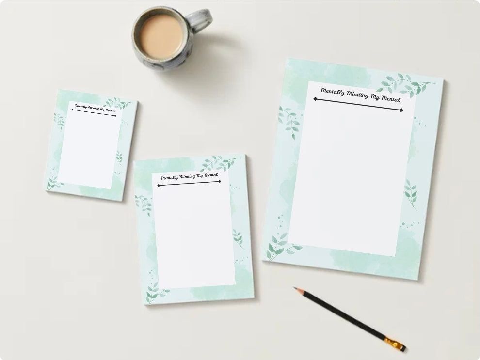 Mental Health Notepad 5.75 x 8.75 | Mentally Minding My Mental | Self Care Stationery | Mindfulness Journal Pad | Aesthetic Desk Notepad