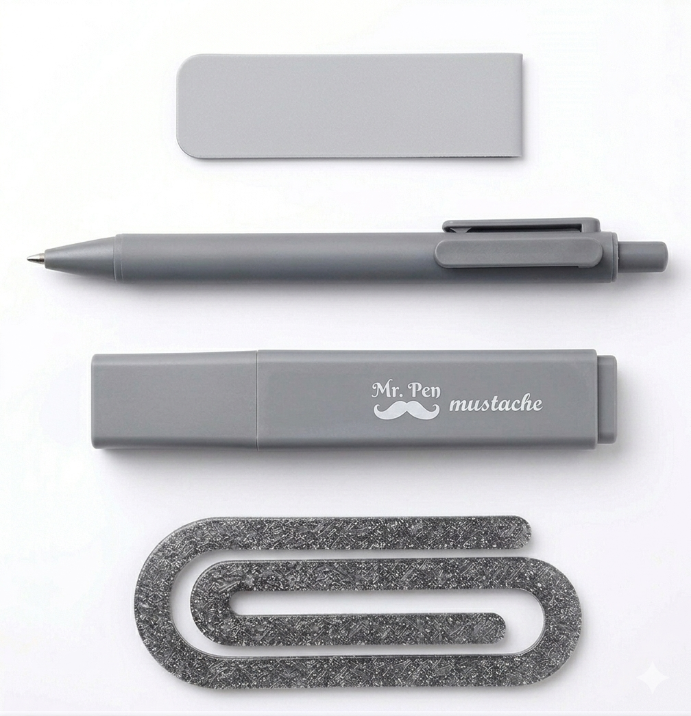 Aesthetic Pastel Stationery Bundle - 4-Piece Minimalist Study Set (Pen, Highlighter, Magnetic Bookmark, Acrylic Paper Clip)