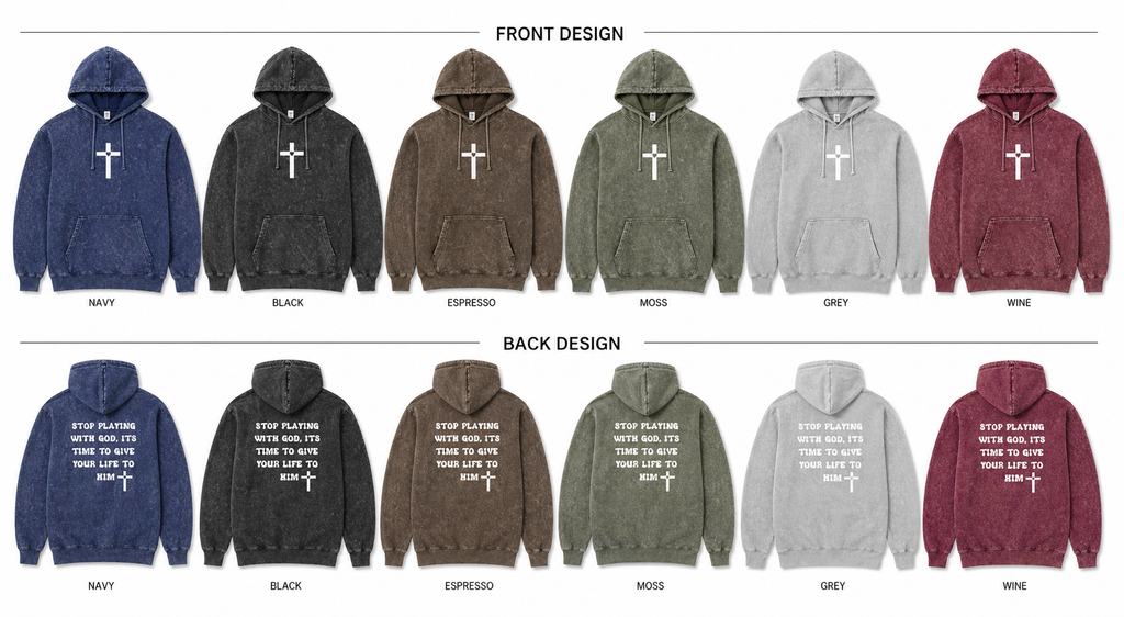 Pre-order “Stop Playing With God” Vintage Mineral Wash Hoodie