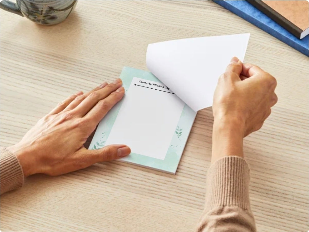 Mental Health Notepad 5.75 x 8.75 | Mentally Minding My Mental | Self Care Stationery | Mindfulness Journal Pad | Aesthetic Desk Notepad